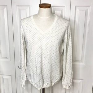 Tommy Hilfiger Swiss/ polka dot 💯% cotton v-neck sweater, cream with navy dots